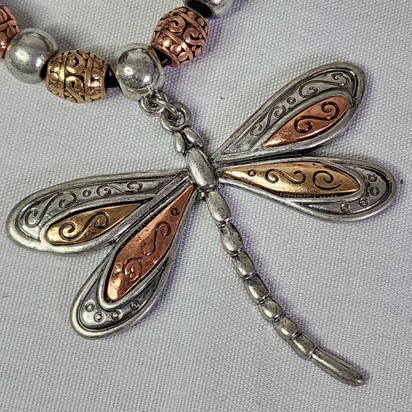 Silver Dragonfly Pendant Black Leather Cord Necklace Earrings Set New - Picture 5 of 11